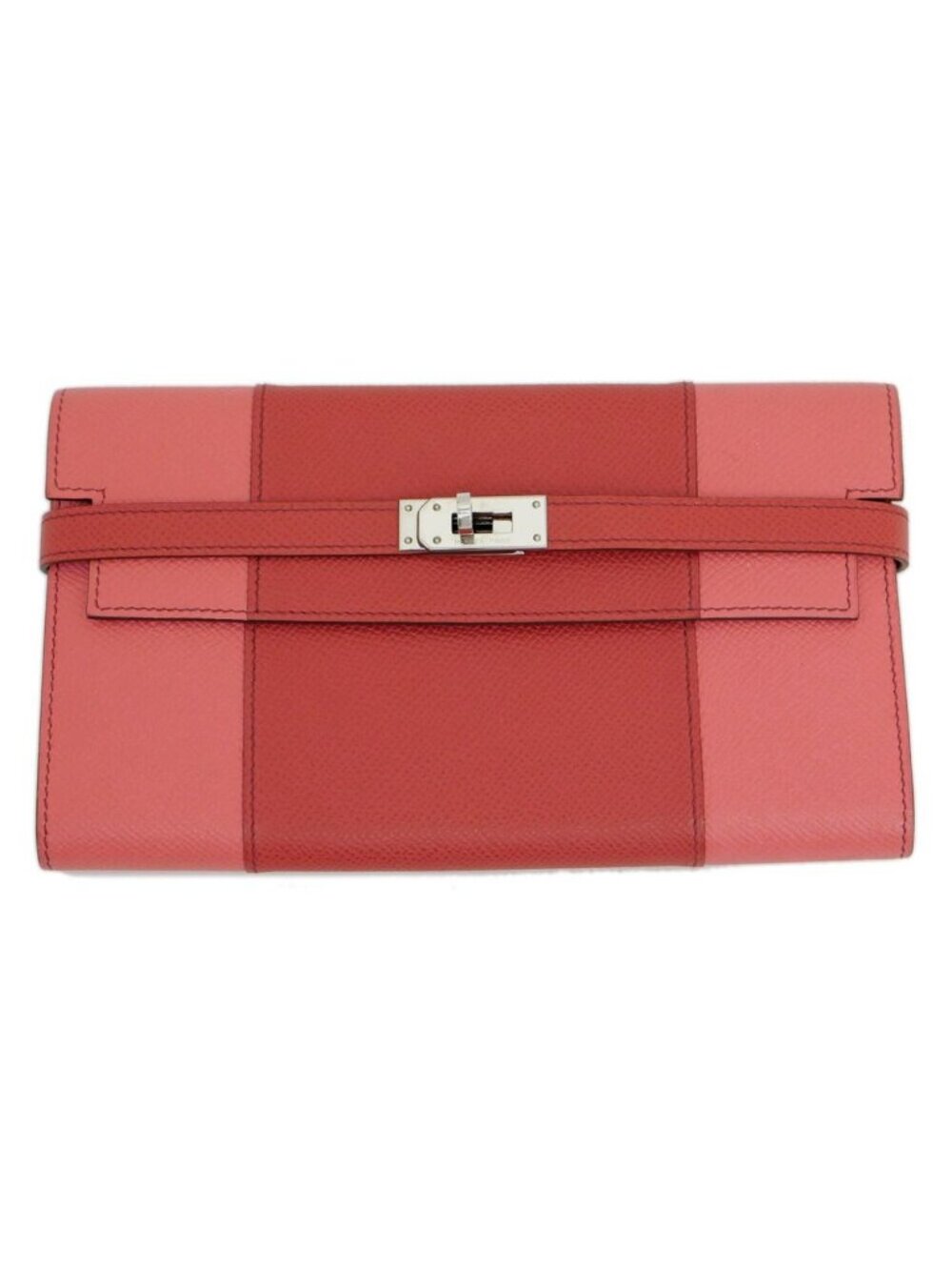 Hermes Kelly Wallet Flag Coral Corail Flamingo Pink Leather Long